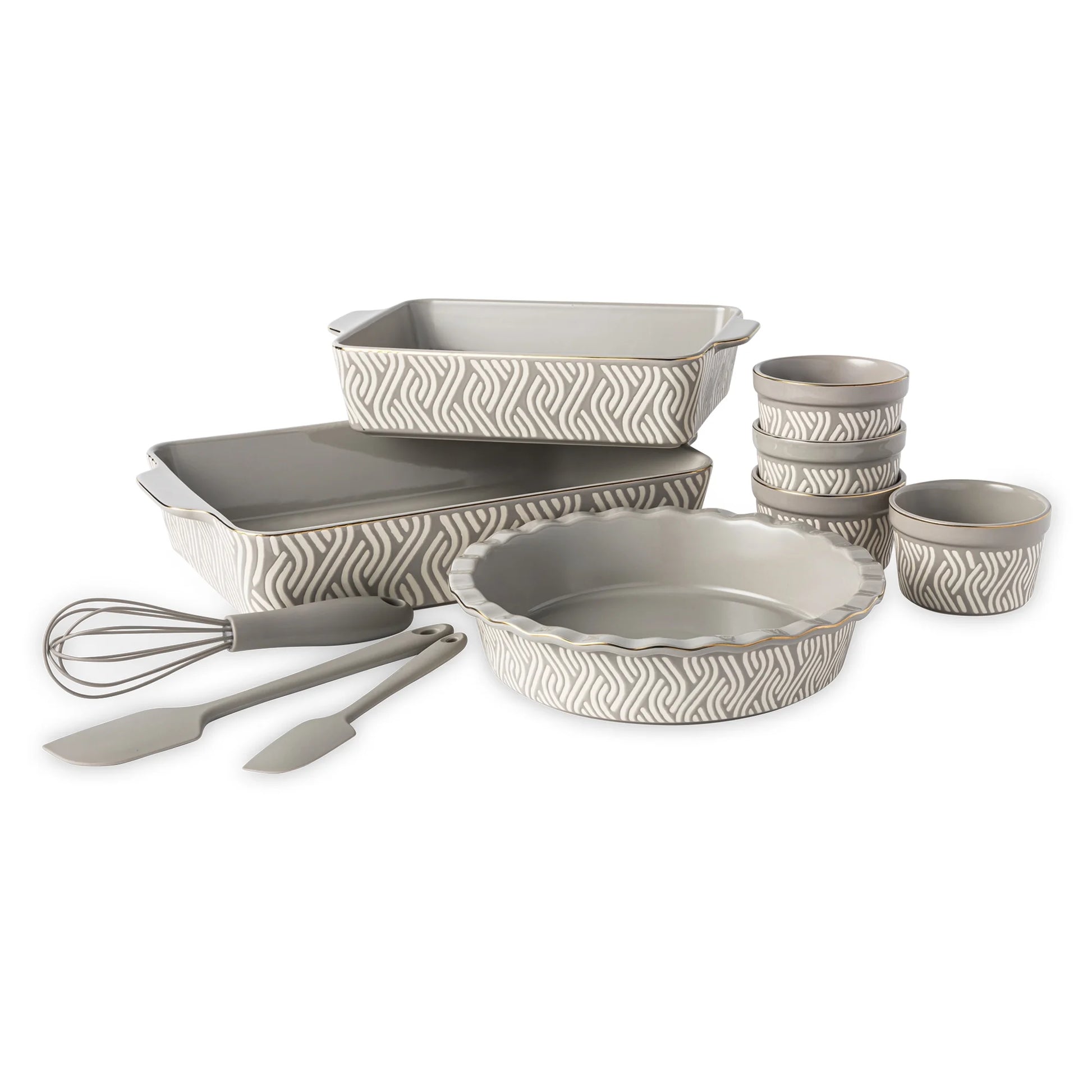 , 10-Piece Ceramic Bakeware Set, with Spatulas & Whisk, Madison