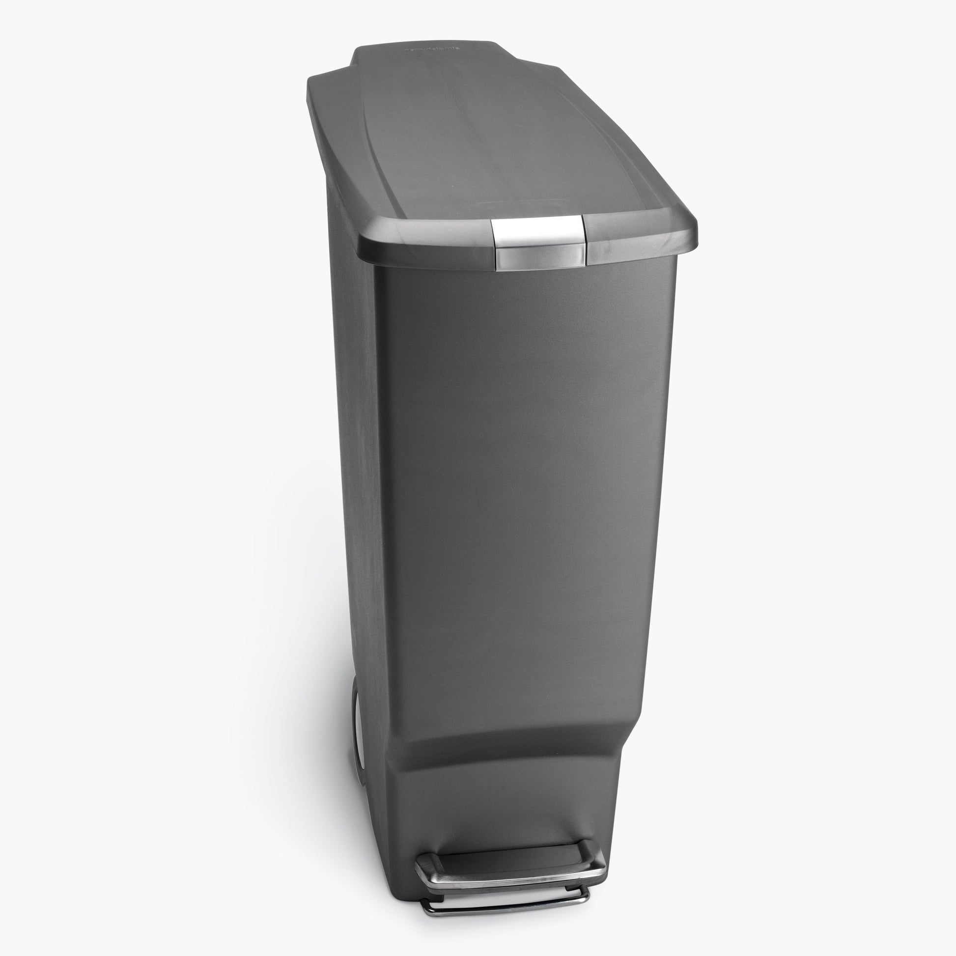 10.6 Gallon Trash Can, Slim Kitchen Step Trash Can with Secure Slide Lock, Gray Plastic